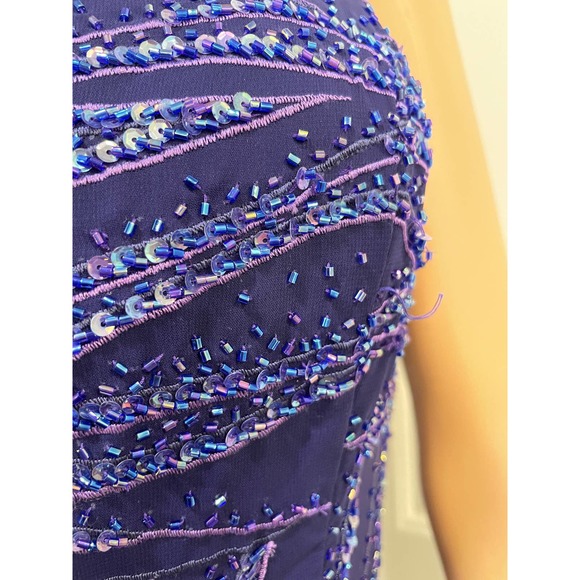 80s Alyce Designs Beaded asymmetrical dress SZ 16 - Picture 6 of 7